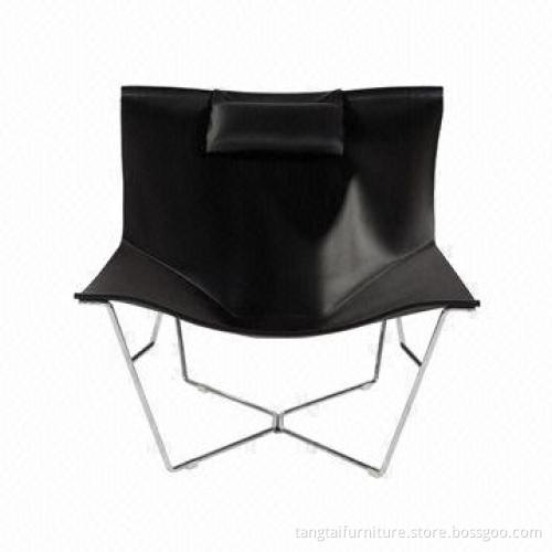 Wide Chair for Leisure or Office, Made of Chrome Frame Material